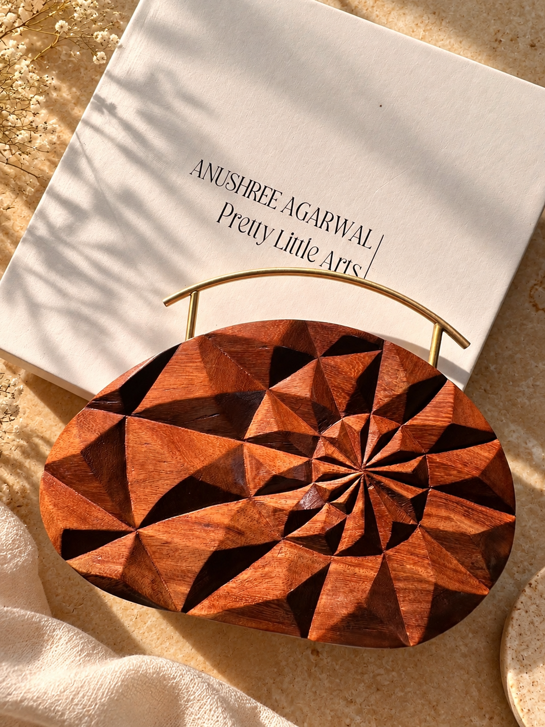 Golden Ratio(shaligram) Carved Wooden Clutch